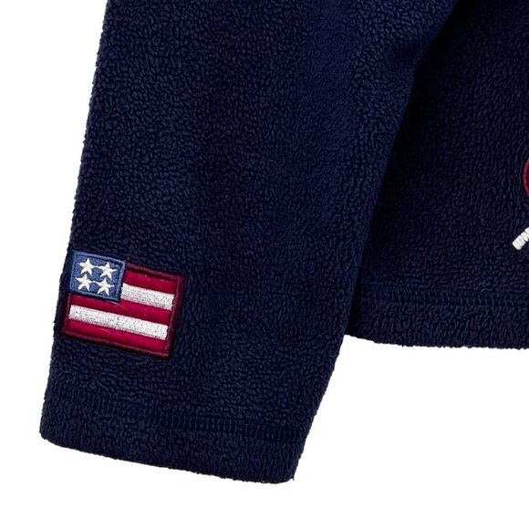 Croft & Barrow Sport Womens M Navy Holiday Fleece Cardigan Embroidery Appliques - Picture 7 of 13